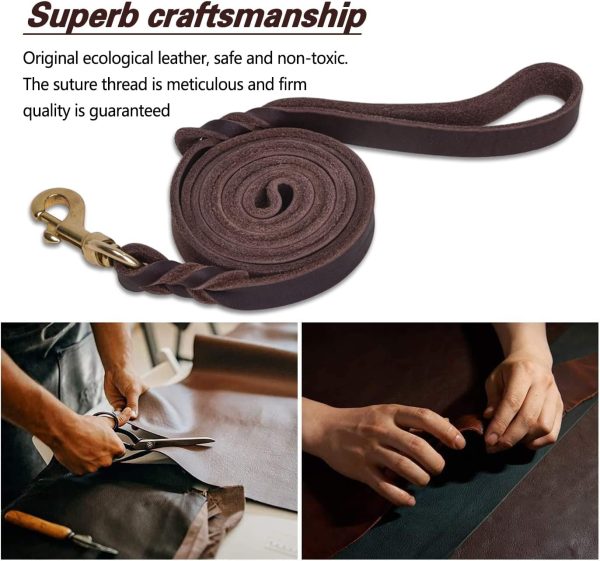 LWBMG Leather Dog Training Leash Real Italian Copper Hook-2
