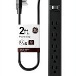 GE 6-Outlet Power Strip Black PVC-0