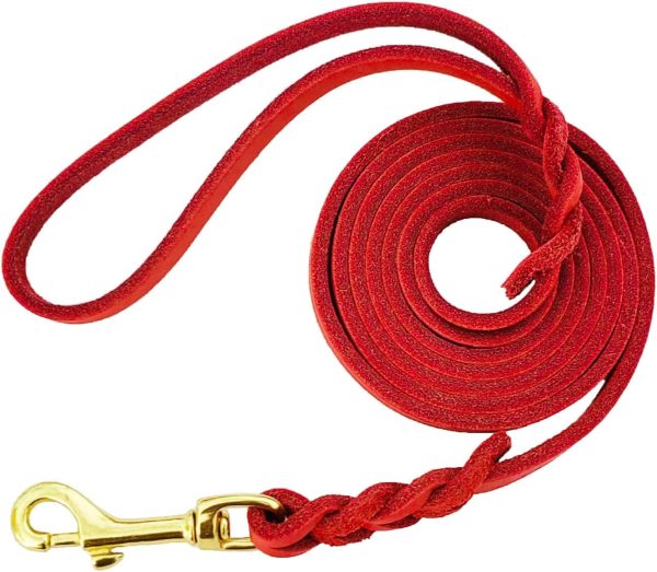 Leather Dog Leash LWBMG Training Leash for Small Medium Dogs-0