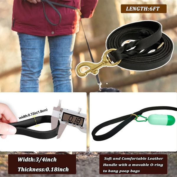 LWBMG Leather Dog Training Leash Real Italian Copper Hook-2