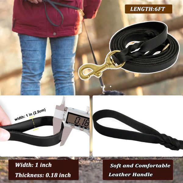 LWBMG Leather Dog Leash Braided Heavy Duty Training Leash-2