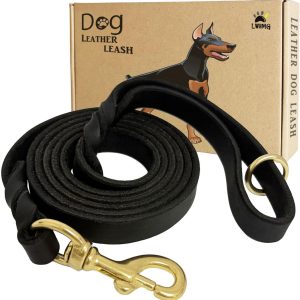 LWBMG Leather Dog Training Leash Real Italian Copper Hook-0