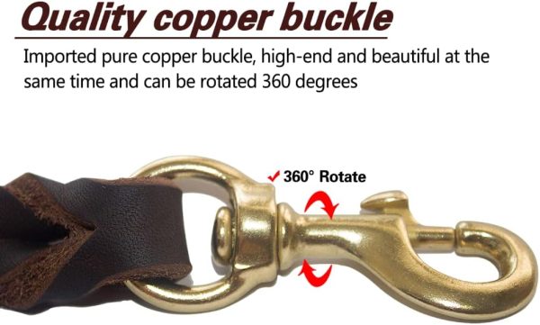 LWBMG Leather Dog Training Leash Real Italian Copper Hook-4