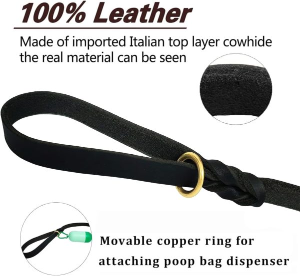LWBMG Leather Dog Leash Handwoven Training Leash for Dogs-3