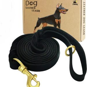 LWBMG Leather Dog Leash Handwoven Training Leash for Dogs-0