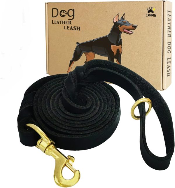 LWBMG Leather Dog Leash Handwoven Training Leash for Dogs-0
