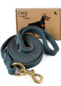 LWBMG Leather Dog Leash Real Italian Leather Training Large-0