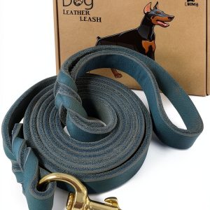 LWBMG Leather Dog Leash Real Italian Leather Training Large-0
