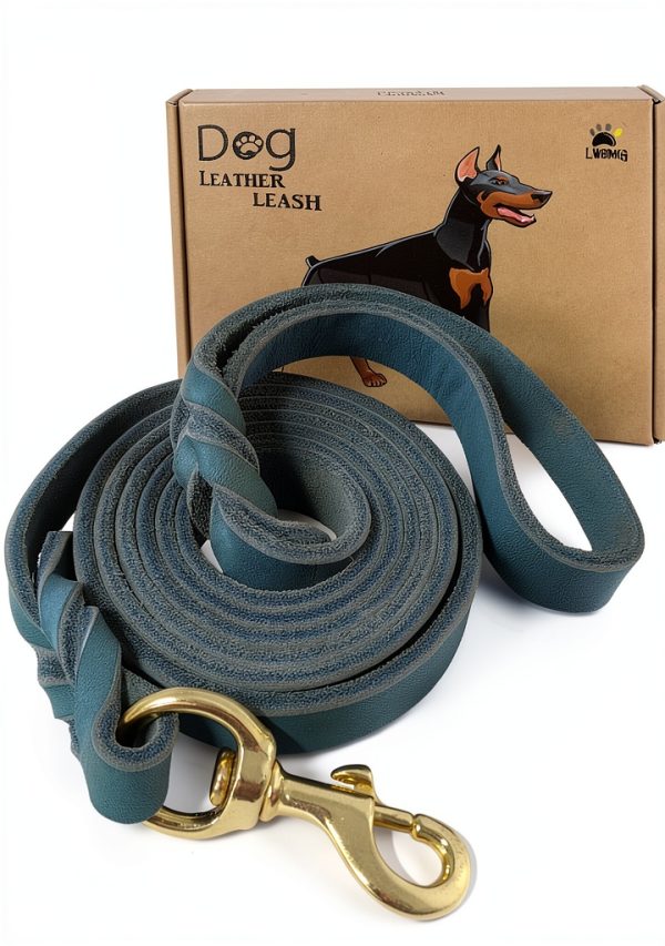 LWBMG Leather Dog Leash Real Italian Leather Training Large-0
