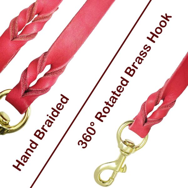 LWBMG Leather Dog Leash Real Italian Handwoven Training-2
