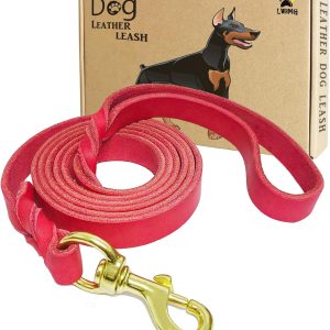LWBMG Leather Dog Leash Real Italian Handwoven Training-0