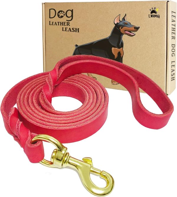 LWBMG Leather Dog Leash Real Italian Handwoven Training-0