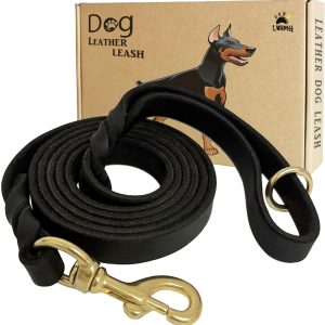 LWBMG Leather Dog Leash Real Leather Training Leash All-0
