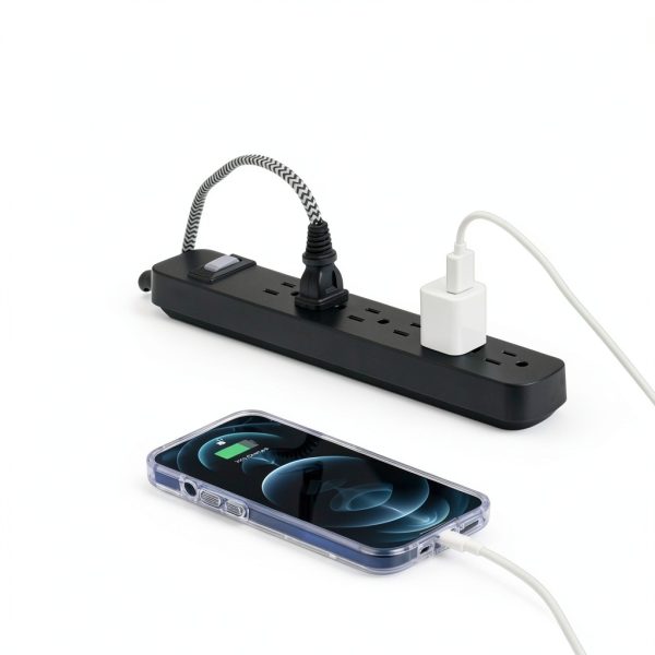GE 6-Outlet Power Strip Black PVC-3