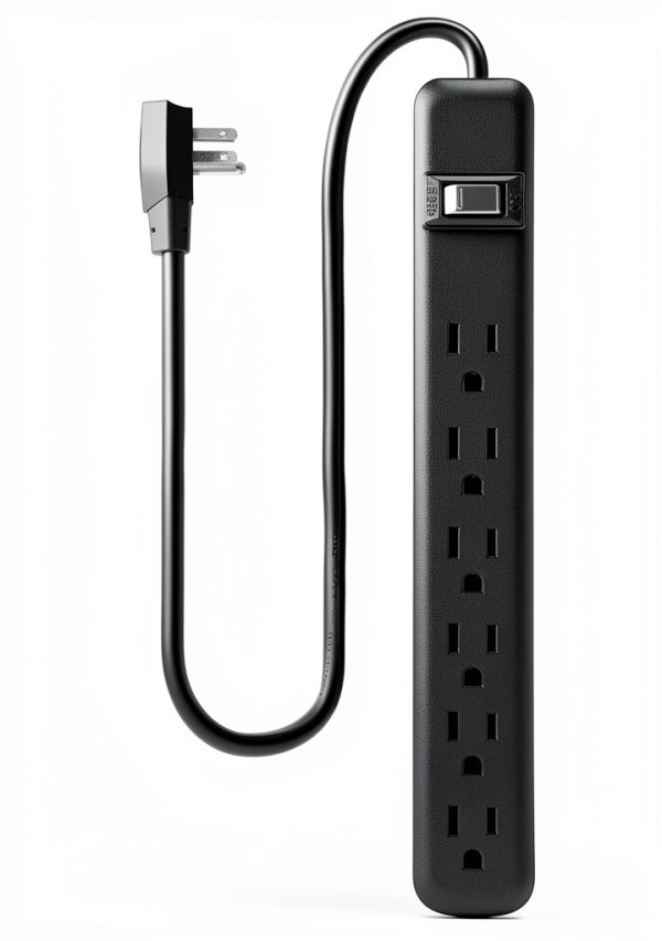 GE 6-Outlet Power Strip Black PVC-1