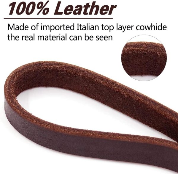 LWBMG Leather Dog Training Leash Real Italian Copper Hook-3