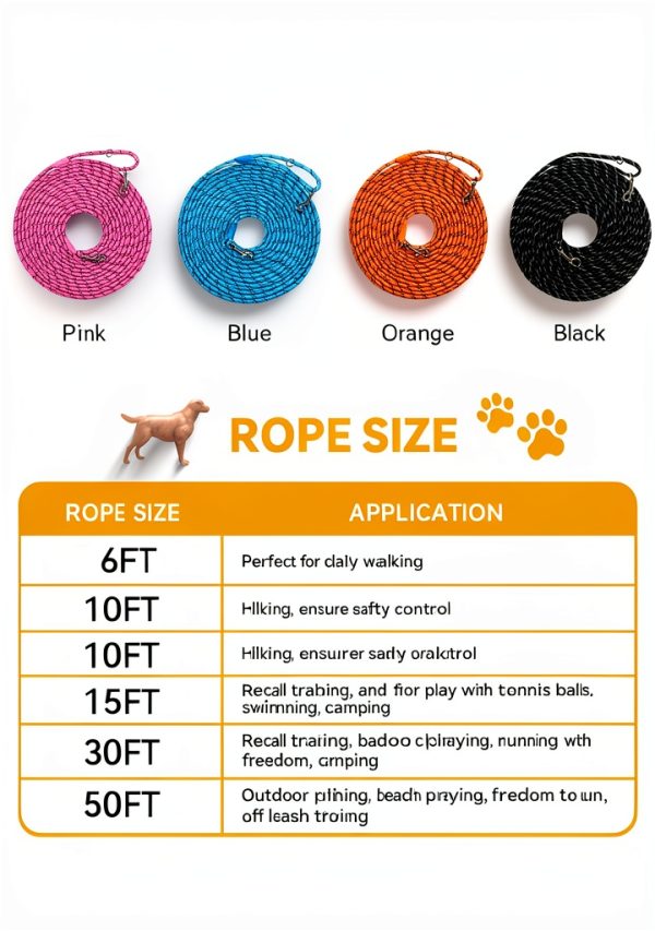 Tairro Dog Training Leash High Strength Nylon Reflective-4