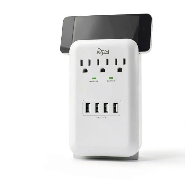KT-KMC 3-Outlet Surge Protector with 4 USB Ports Wall Mount-2