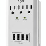 KT-KMC 3-Outlet Surge Protector with 4 USB Ports Wall Mount-0