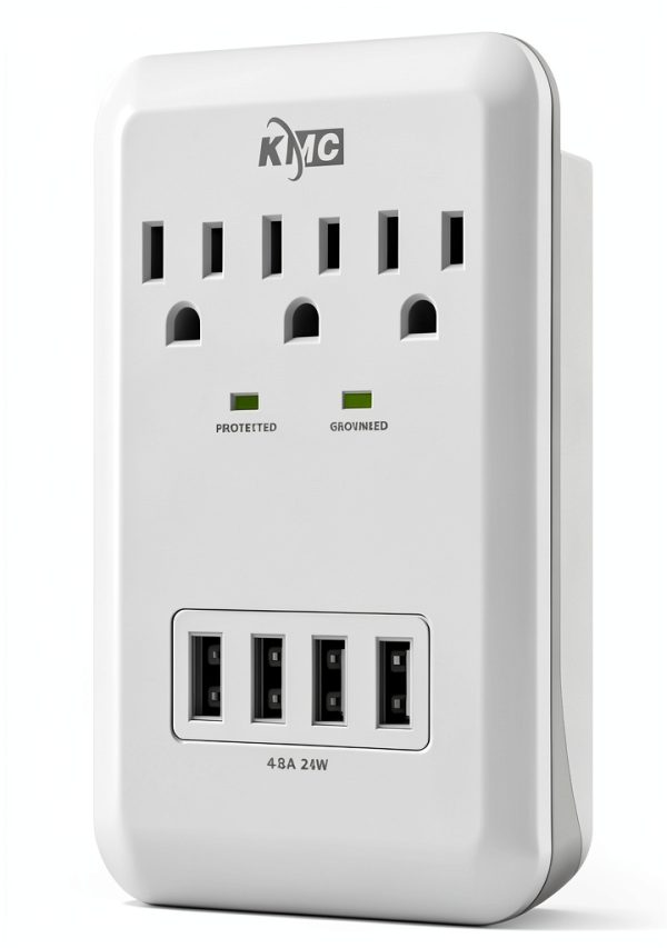 KT-KMC 3-Outlet Surge Protector with 4 USB Ports Wall Mount-0