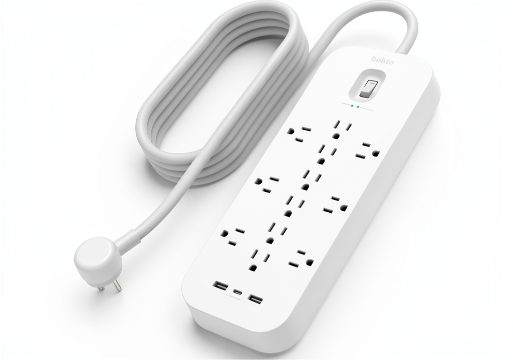 Belkin USB-C power strip with devices plugged in