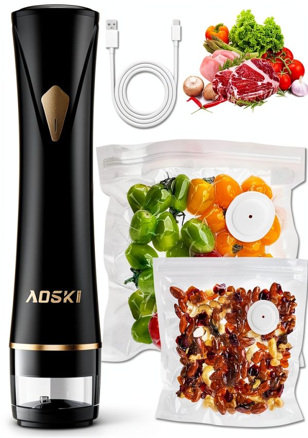 AOSKI Handheld Vacuum Sealer Black Small ZB-S60 Battery Food-0
