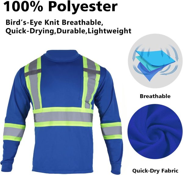 VENDACE Hi Vis T Shirt 3X-Large Royal Blue with Reflective Strips-3