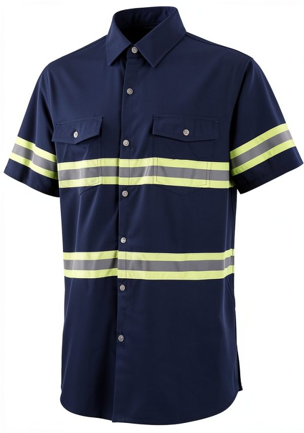Class 3 Hi Vis Button Up Safety Work Shirts for Men Reflective-4