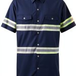 Class 3 Hi Vis Button Up Safety Work Shirts for Men Reflective-0